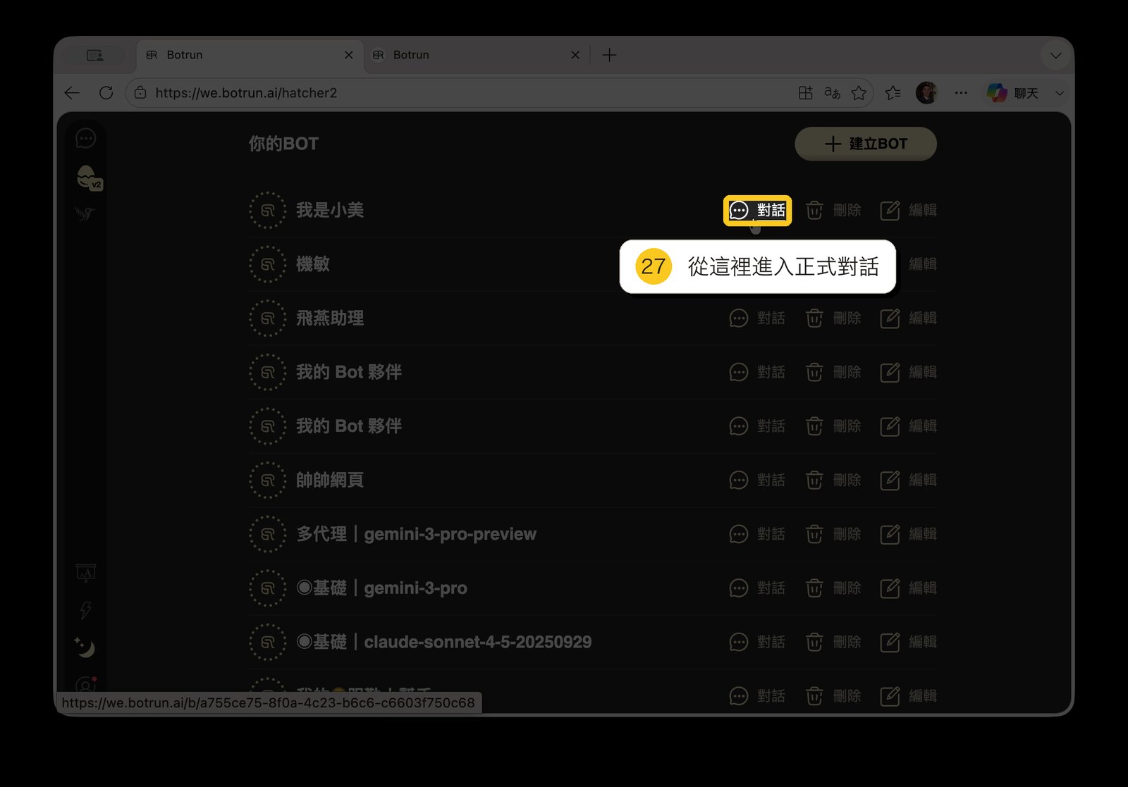 正式對話入口