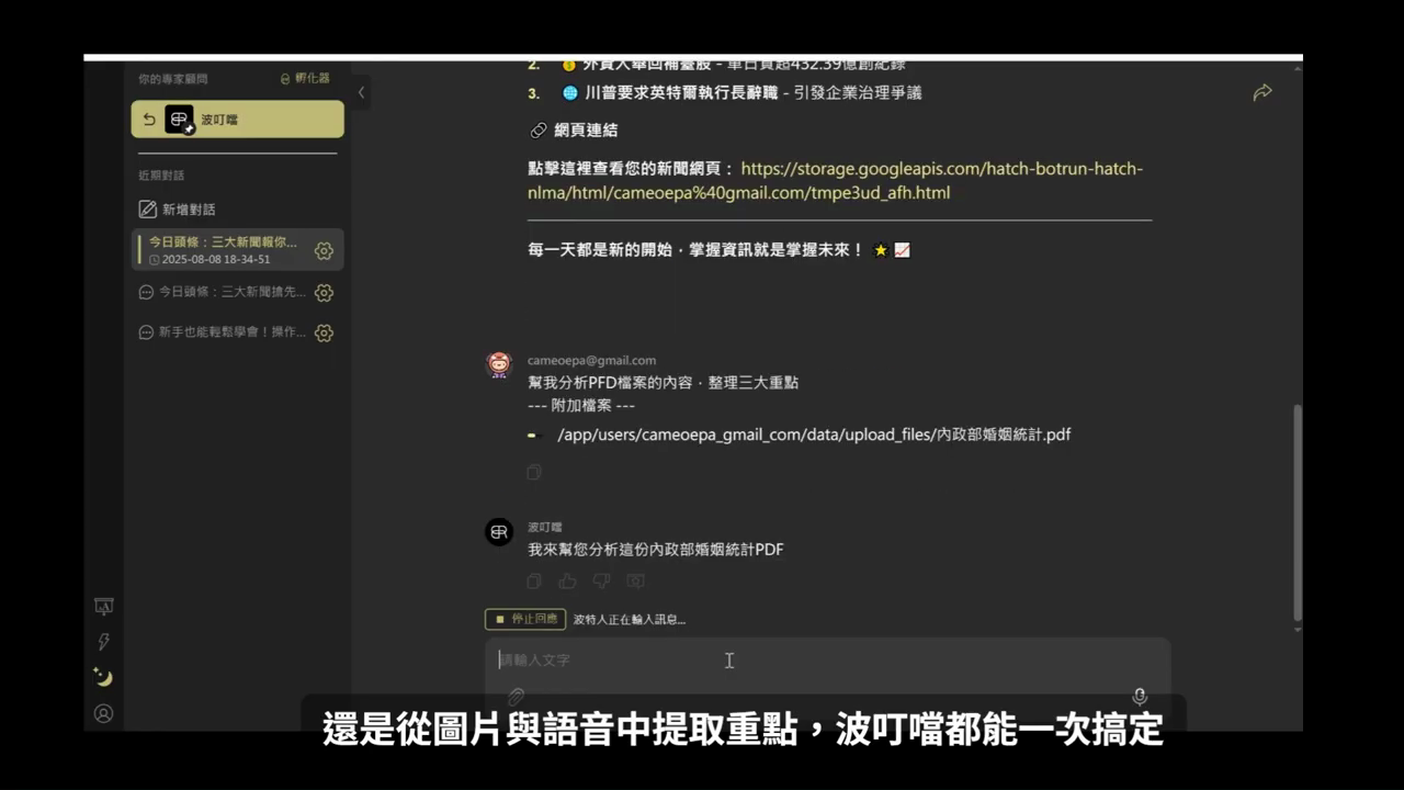 波叮噹回覆『我來幫您分析這份內政部婚姻統計PDF』，開始處理上傳的檔案