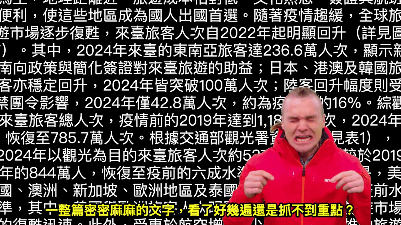 一整片沒有分段的密密麻麻文字，讓人看了好幾遍還是抓不到重點