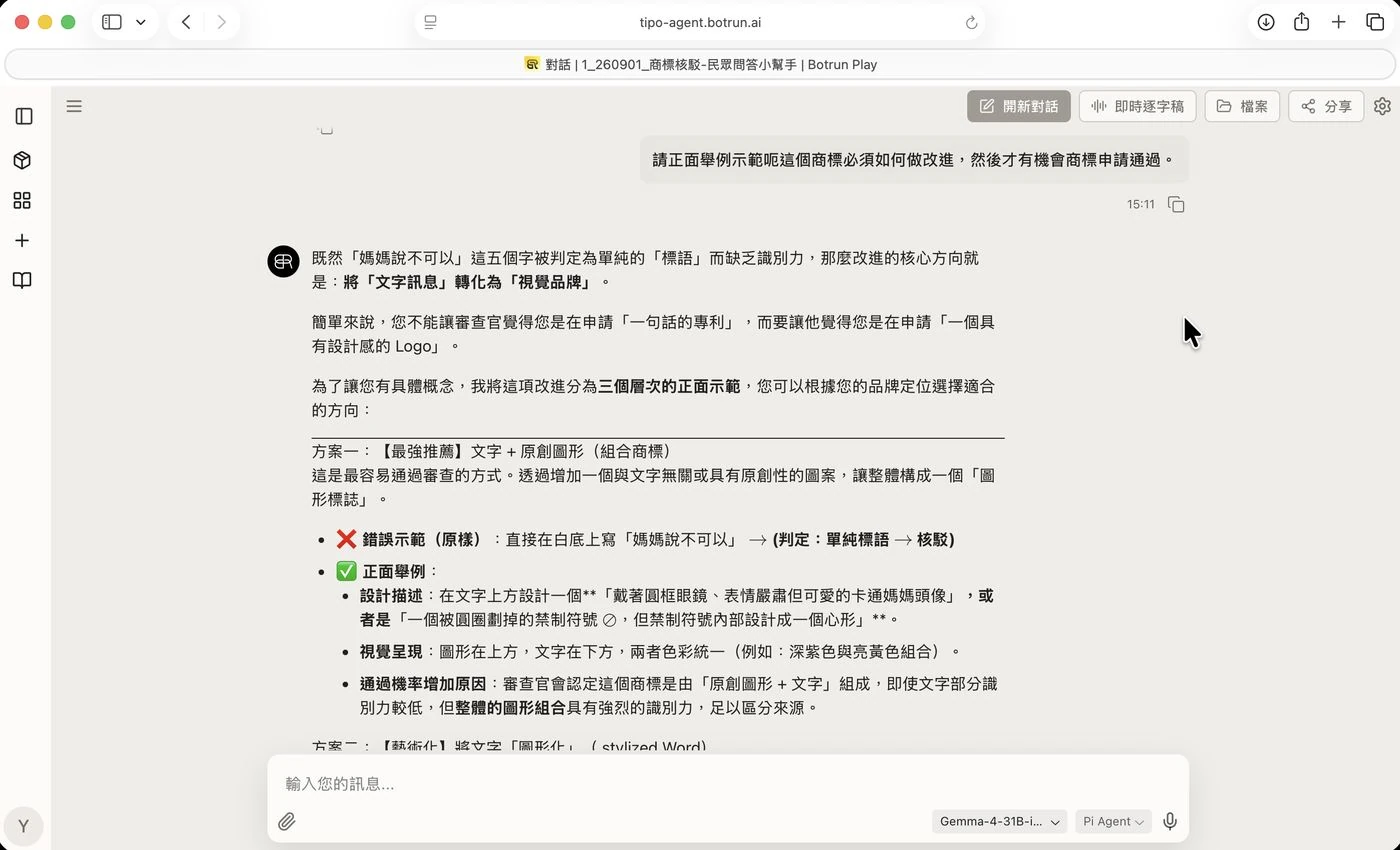 小幫手提出三種調整方向：文字加原創圖形、藝術化、品牌化，每種都有錯誤示範與正面舉例