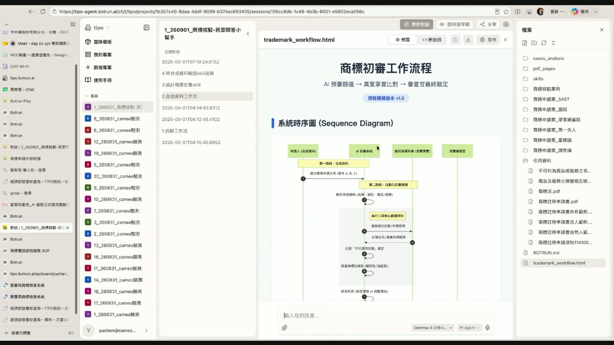 專案檔案區出現「商標初審-核駁判定技能」資料夾與其中的 SKILL.md